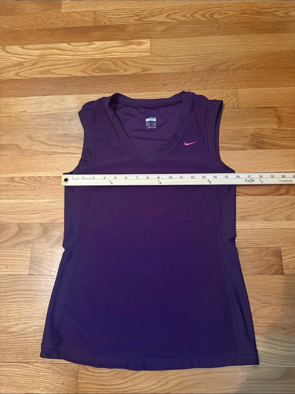 Nike Women’s Purple Athletic V-Neck Tank with Pink Swoosh